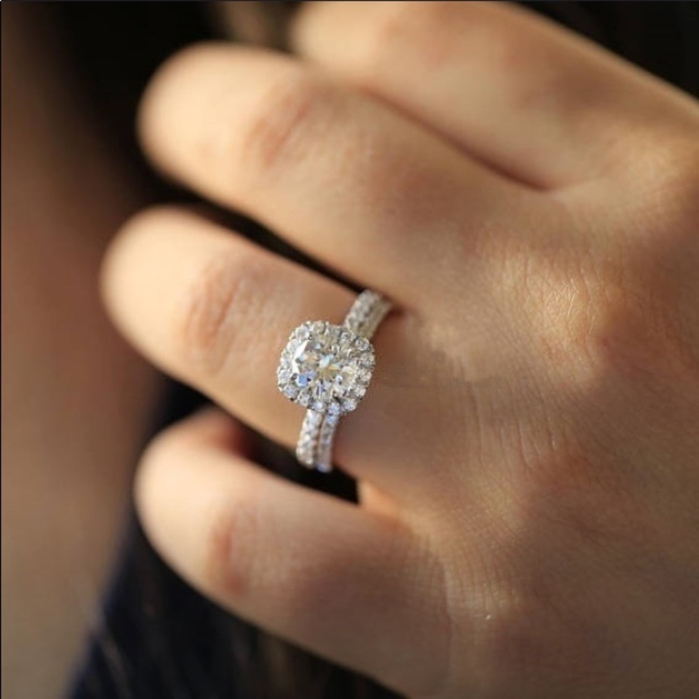 2pcs/set Princess Round Cut AAA Zircon Diamond Set - Picture 4 of 8